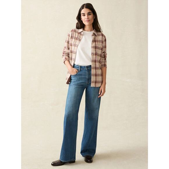 Faherty Legend Classic Sweater Shirt in Cranberry Haze Plaid - Picture 3 of 13